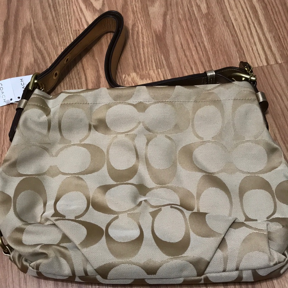 Coach Purse LIGHT KHAKI/GOLD w/ PINK INTERIOR